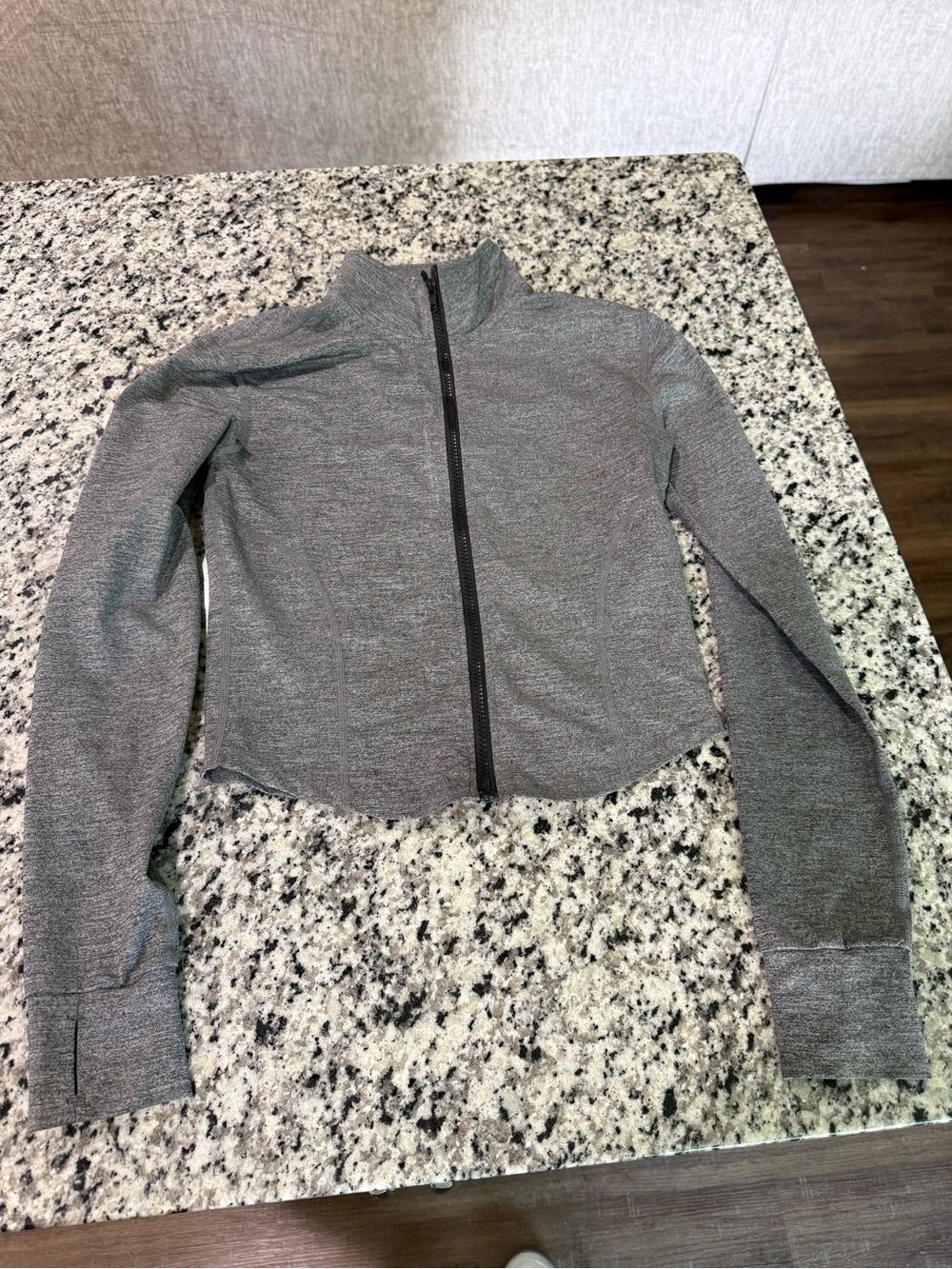 Gray Long Sleeve Zip-Up Top - Women
